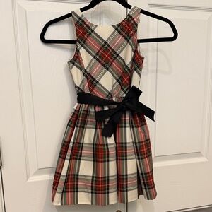 Polo Ralph Lauren Festive Plaid Taffeta Dress with Black Bow
